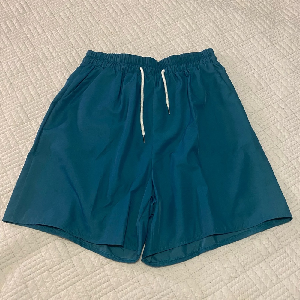 ROMWE Teal Drawstring Men’s Swim Shorts
